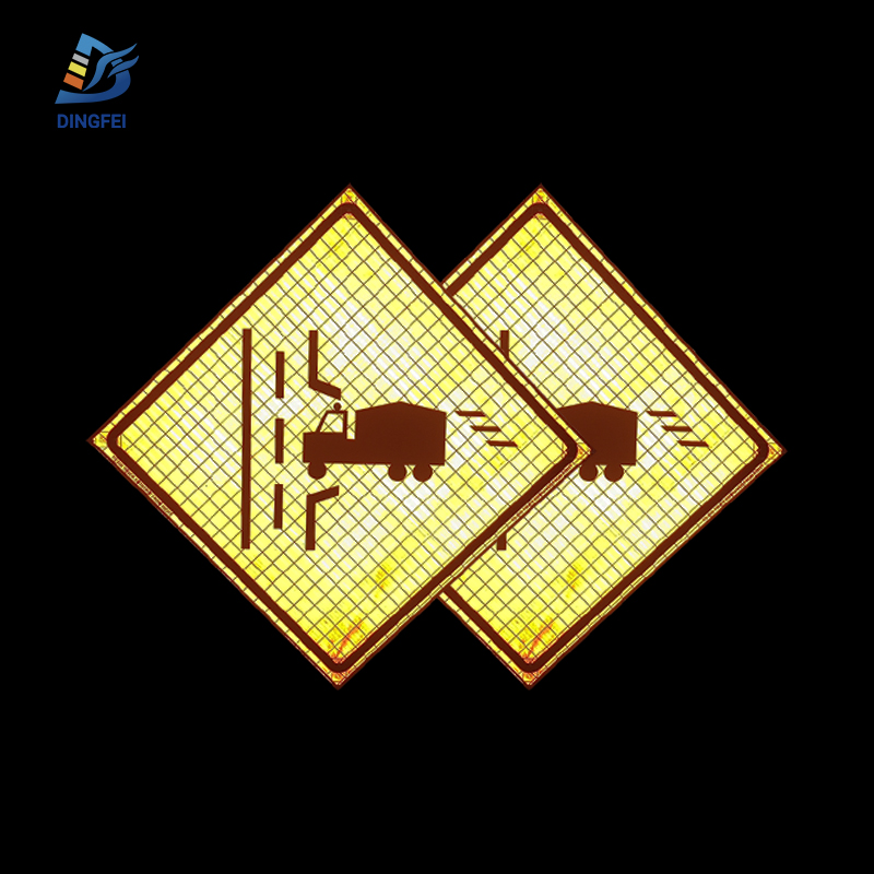 Truck Entrance Right Reflective Roll Up Traffic Sign - 